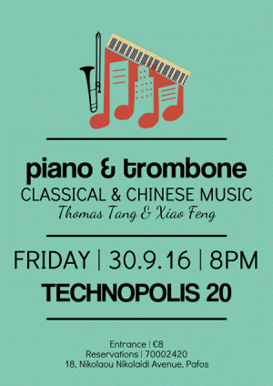 Cyprus : Piano & Trombone: Classical & Chinese Music Evening