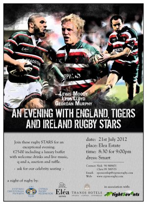 Cyprus : An evening with England and Ireland Rugby stars